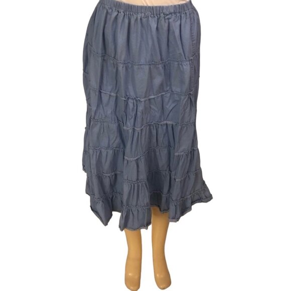 🔥5/$30 Metro Wear Sz M Maxi Skirt Light Blue - Picture 2 of 3